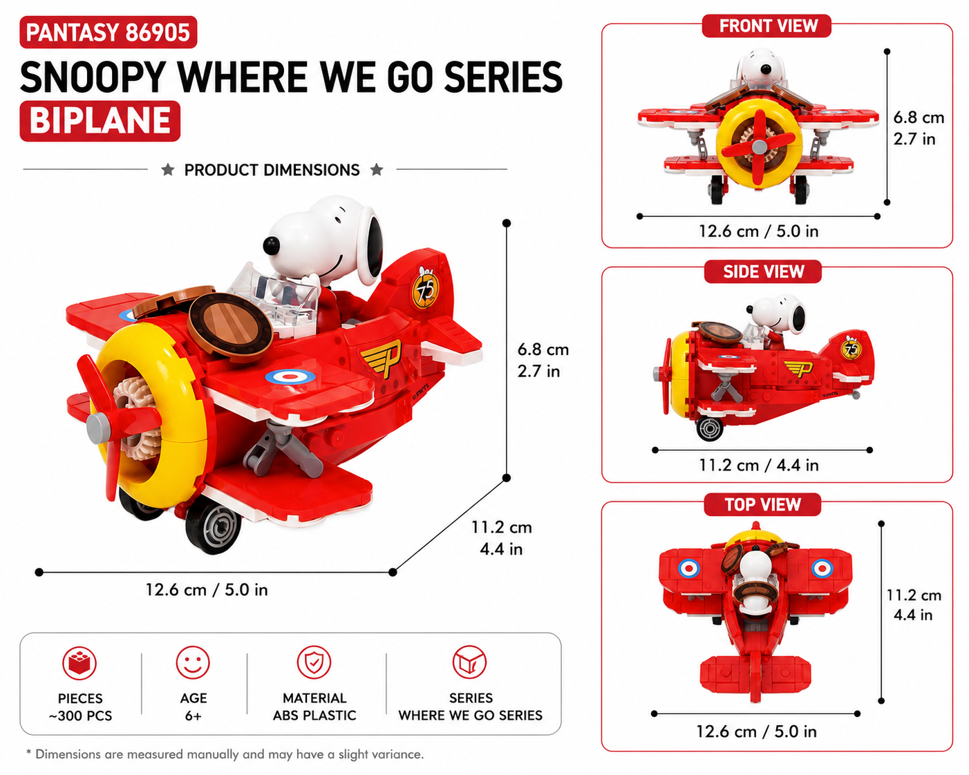 Pantasy 86905 Snoopy Where We Go Series - Biplane