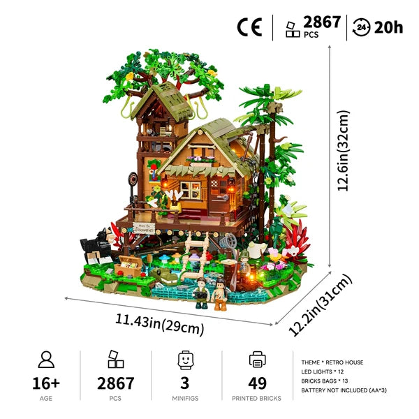 Lumibricks 10015 Misty Forest Cabin – Retro House Building Blocks with LED Lights & Mist Effect | 2867 Pieces