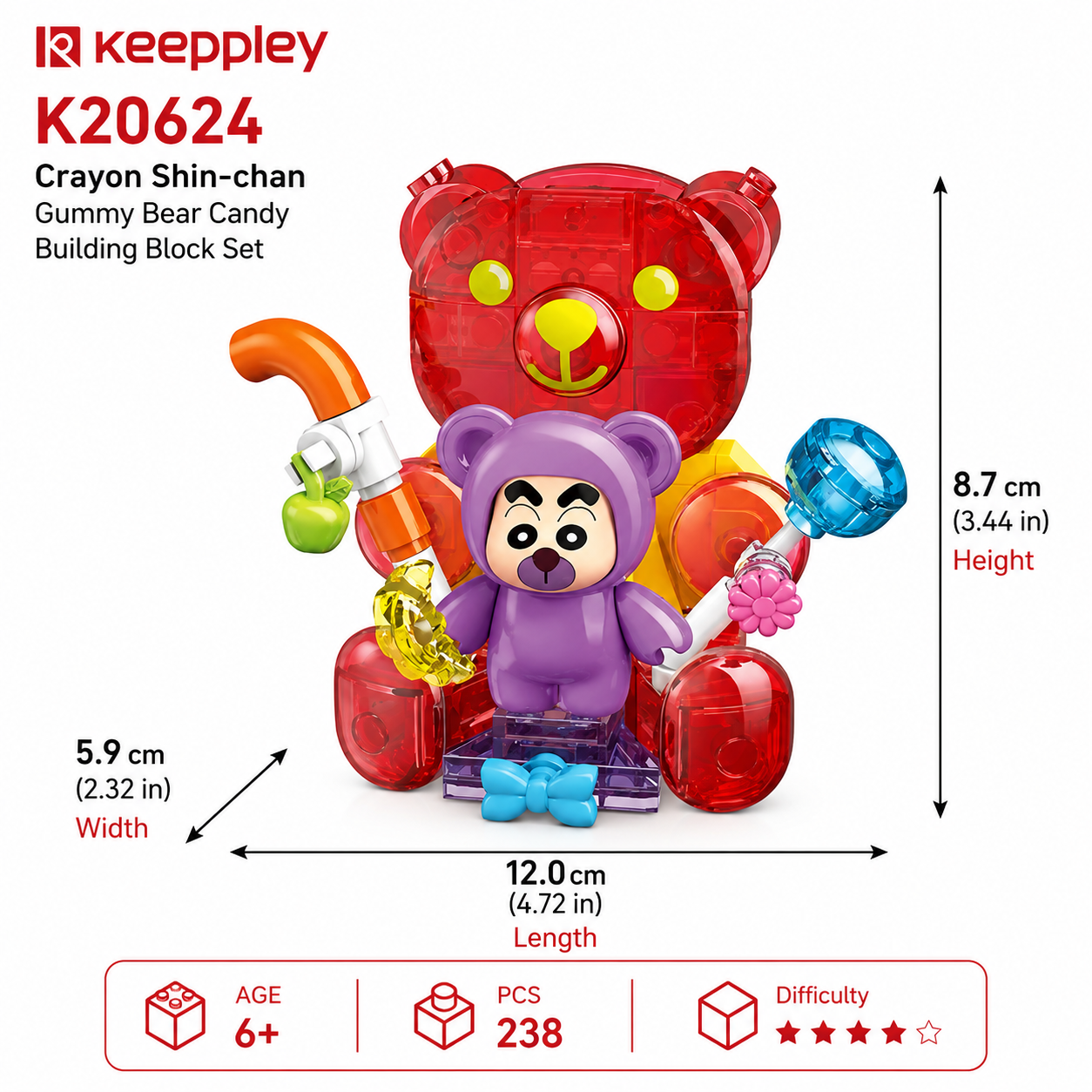 KEEPPLEY K20624 Crayon Shin-chan Gummy Bear Candy Building Block Set