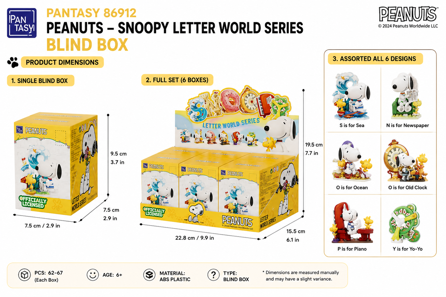 Pantasy 86912 Peanuts - Snoopy Letter World Series Blind Box - each
