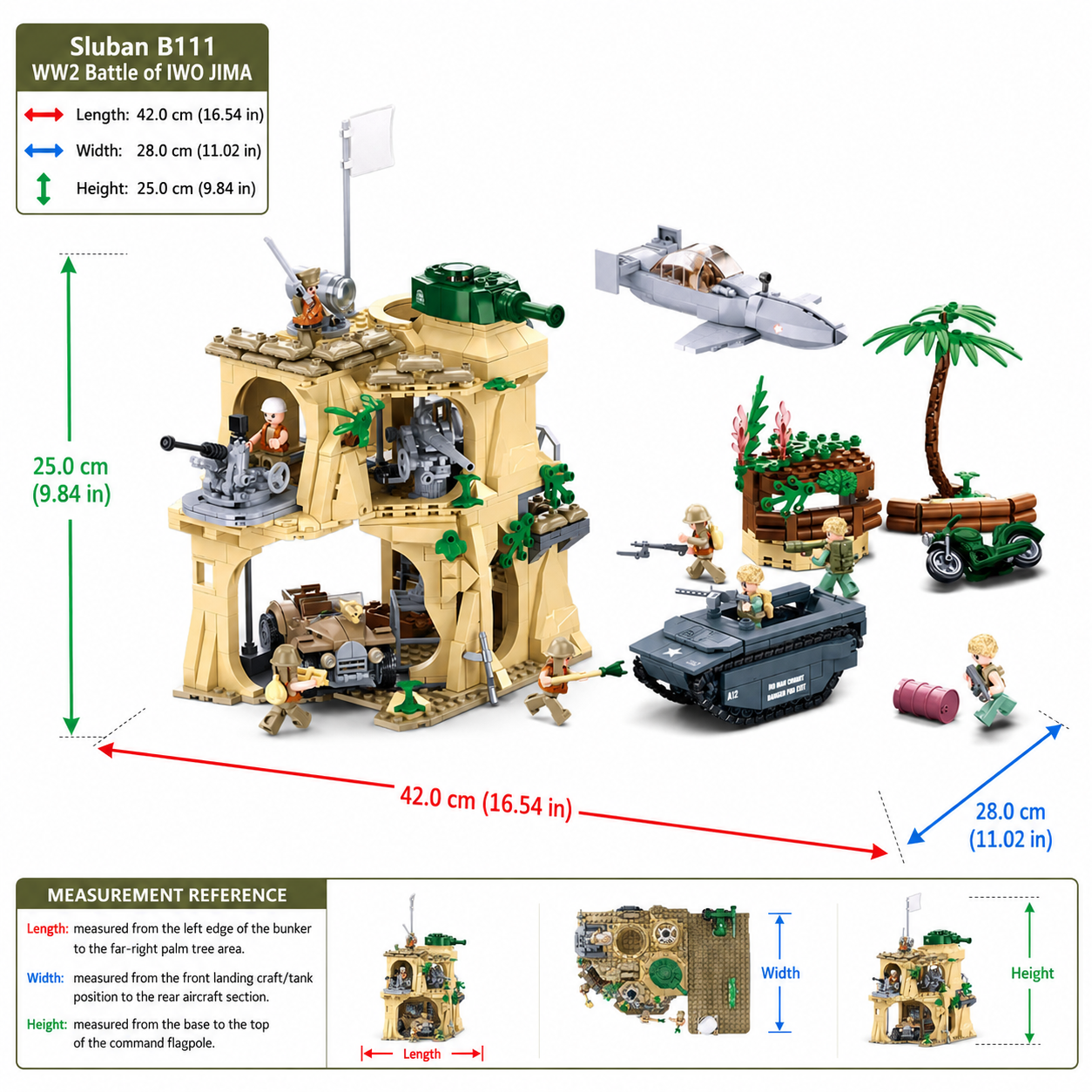 Sluban B111 WW2 Battle of IWO JIMA with 9 Minifigures