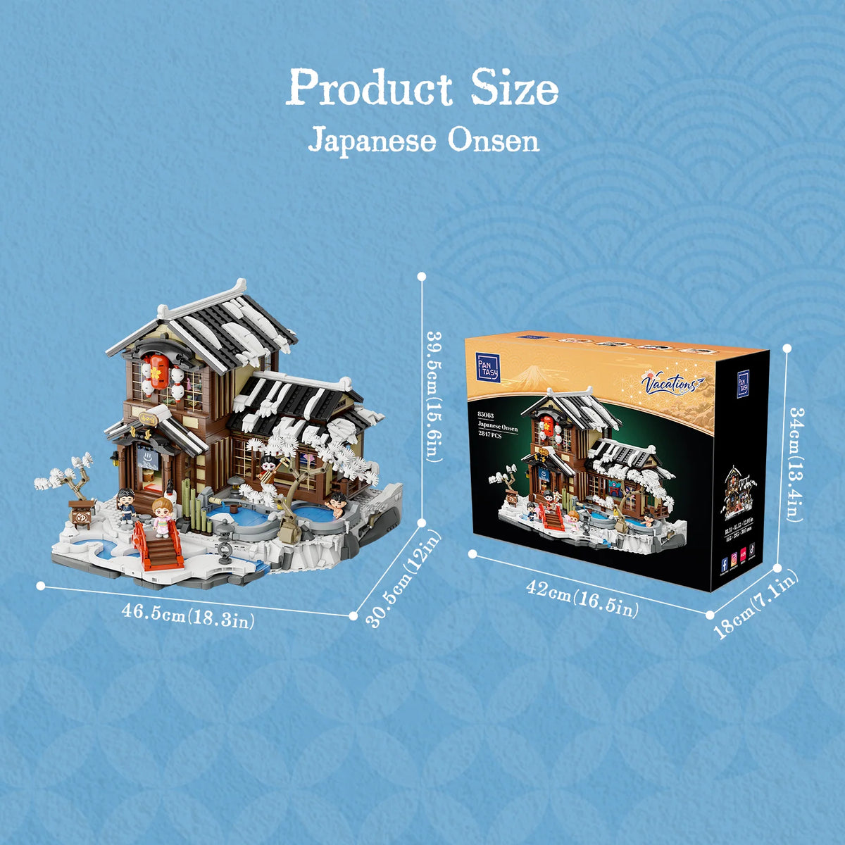 Pantasy 85063 Japanese Onsen Building Set – 2,847 Pieces & 4 Figures