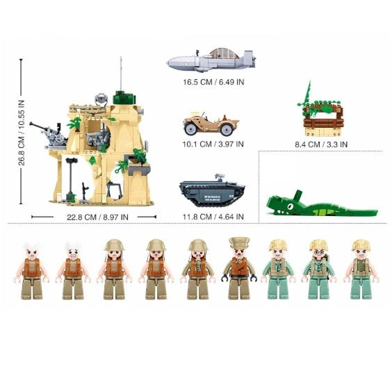 Sluban B111 WW2 Battle of IWO JIMA with 9 Minifigures