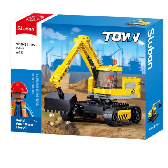 Sluban B1196 Town Construction Excavator With Minifigures