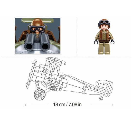 Sluban B1293 WW1 Sopwith Camel biplane with Minifigure