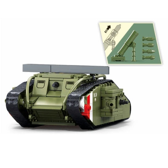 Sluban B1296 WW1 Mark V Tank with 5 Minifigures