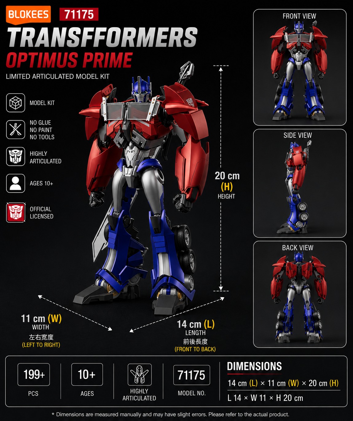 BLOKEES 71175 Transformers – Optimus Prime Limited Articulated Model Kit
