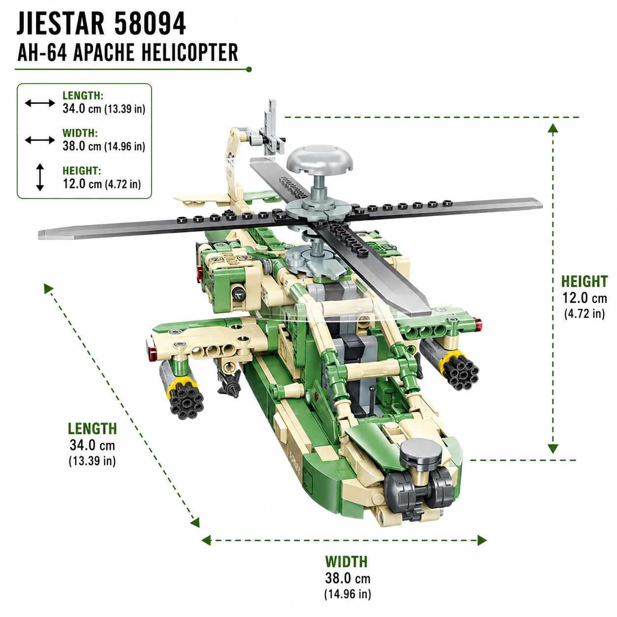 Jiestar 58094 AH-64 Apache Helicoptor