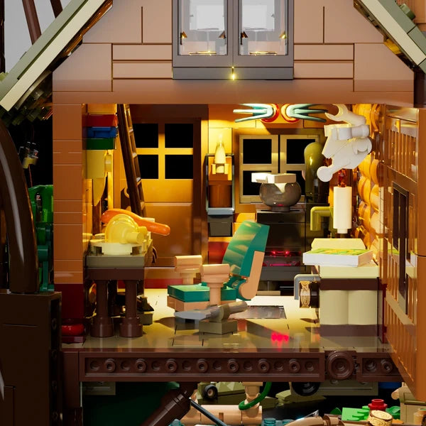 Lumibricks 10015 Misty Forest Cabin – Retro House Building Blocks with LED Lights & Mist Effect | 2867 Pieces