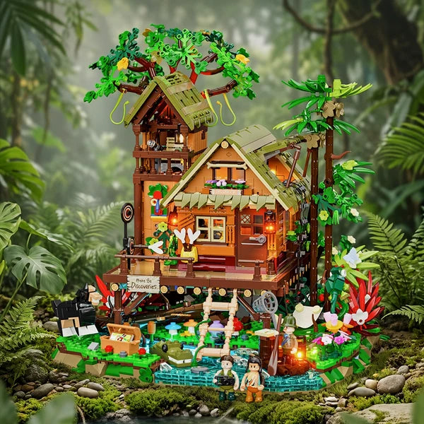 Lumibricks 10015 Misty Forest Cabin – Retro House Building Blocks with LED Lights & Mist Effect | 2867 Pieces