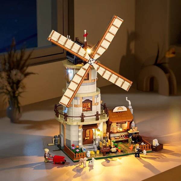 Lumibricks 16012 Dutch Windmill Millhouse – Farm Life Building Blocks with LED Lights | 2297 Pieces