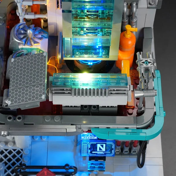 Lumibricks 17010 Cyberpunk Neoncity – Neon Tech Station Building Blocks with LED Lights | 1282 Pieces