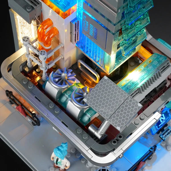 Lumibricks 17010 Cyberpunk Neoncity – Neon Tech Station Building Blocks with LED Lights | 1282 Pieces