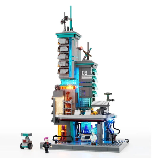 Lumibricks 17010 Cyberpunk Neoncity – Neon Tech Station Building Blocks with LED Lights | 1282 Pieces