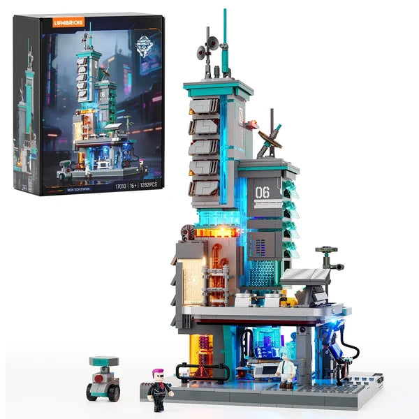 Lumibricks 17010 Cyberpunk Neoncity – Neon Tech Station Building Blocks with LED Lights | 1282 Pieces