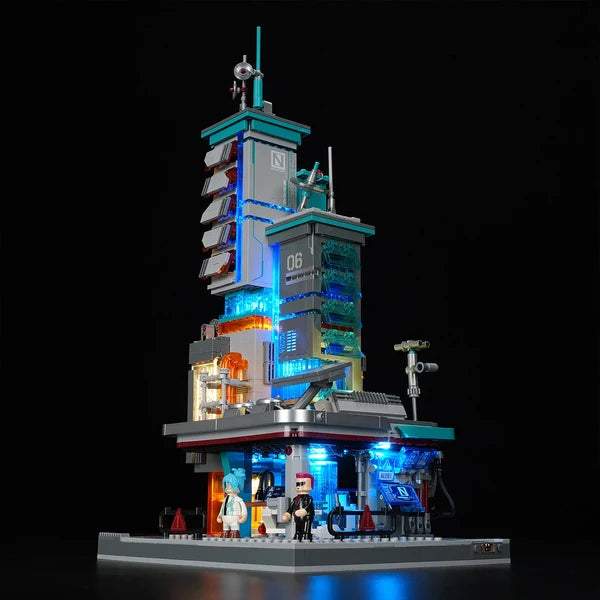 Lumibricks 17010 Cyberpunk Neoncity – Neon Tech Station Building Blocks with LED Lights | 1282 Pieces