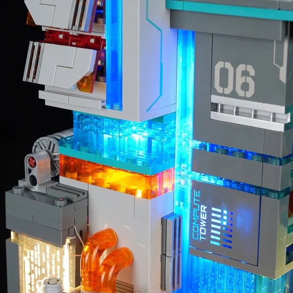 Lumibricks 17010 Cyberpunk Neoncity – Neon Tech Station Building Blocks with LED Lights | 1282 Pieces