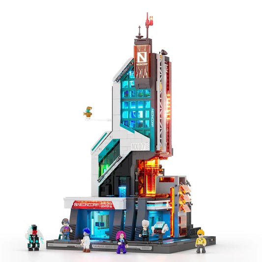 Lumibricks 17011 Cyberpunk Neoncity – Neon Tech Tower Building Blocks with LED Lights | 2227 Pieces