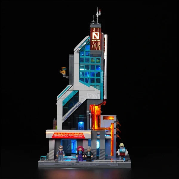 Lumibricks 17011 Cyberpunk Neoncity – Neon Tech Tower Building Blocks with LED Lights | 2227 Pieces