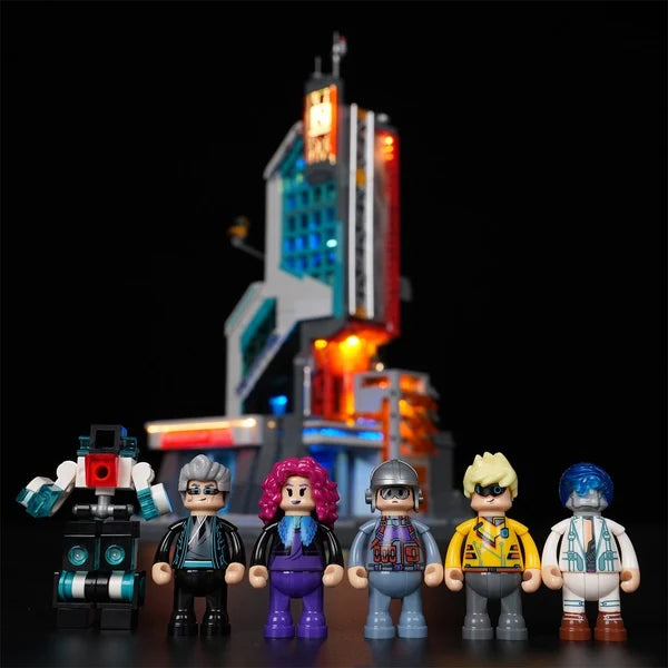 Lumibricks 17011 Cyberpunk Neoncity – Neon Tech Tower Building Blocks with LED Lights | 2227 Pieces