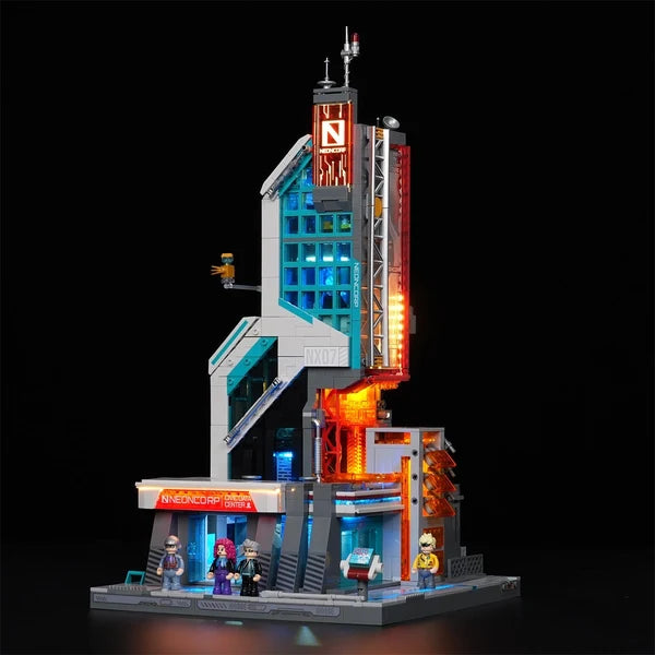 Lumibricks 17011 Cyberpunk Neoncity – Neon Tech Tower Building Blocks with LED Lights | 2227 Pieces