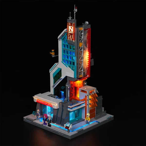 Lumibricks 17011 Cyberpunk Neoncity – Neon Tech Tower Building Blocks with LED Lights | 2227 Pieces