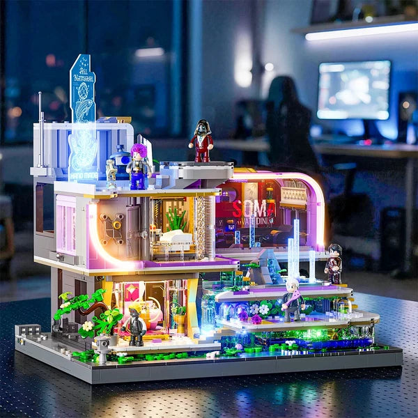 Lumibricks 17013 Cyberpunk Neoncity – Neon Elite Lounge Building Blocks with LED Lights | 2167 Pieces