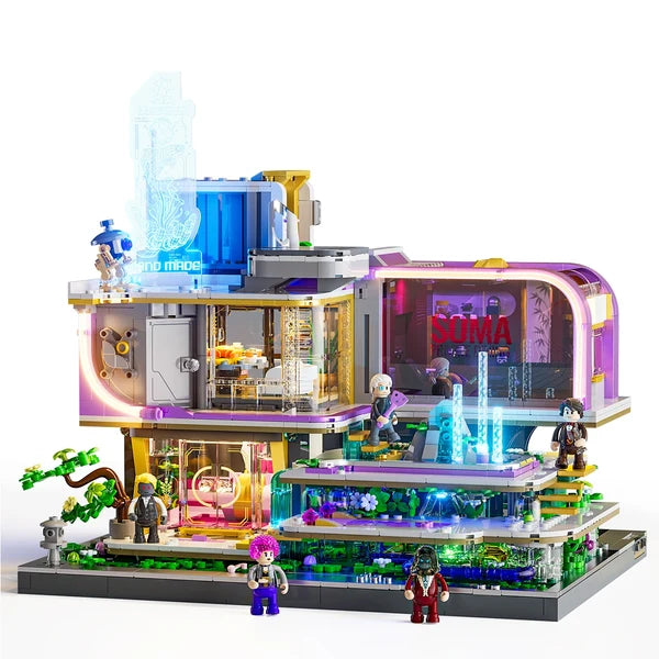 Lumibricks 17013 Cyberpunk Neoncity – Neon Elite Lounge Building Blocks with LED Lights | 2167 Pieces