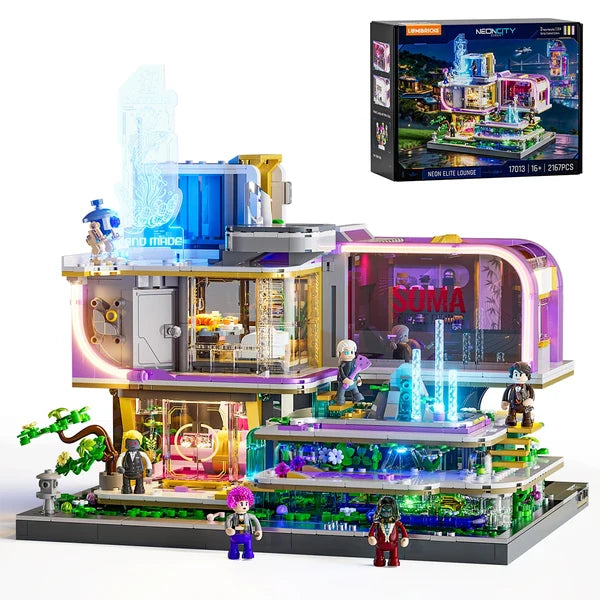 Lumibricks 17013 Cyberpunk Neoncity – Neon Elite Lounge Building Blocks with LED Lights | 2167 Pieces