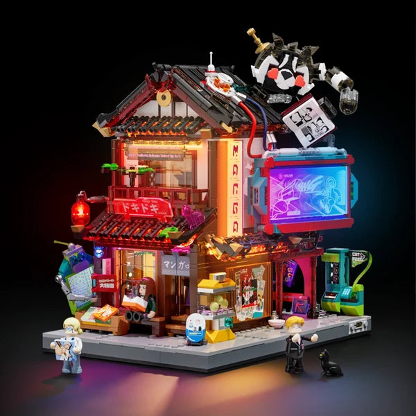 Lumibricks 17015 Cyberpunk Neoncity – Manga Shop Building Blocks with LED Lights | 1699 Pieces