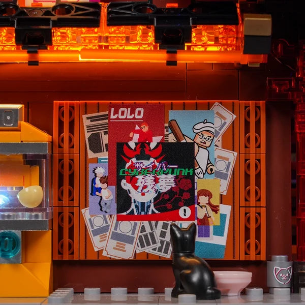 Lumibricks 17015 Cyberpunk Neoncity – Manga Shop Building Blocks with LED Lights | 1699 Pieces