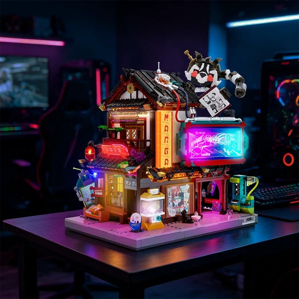 Lumibricks 17015 Cyberpunk Neoncity – Manga Shop Building Blocks with LED Lights | 1699 Pieces