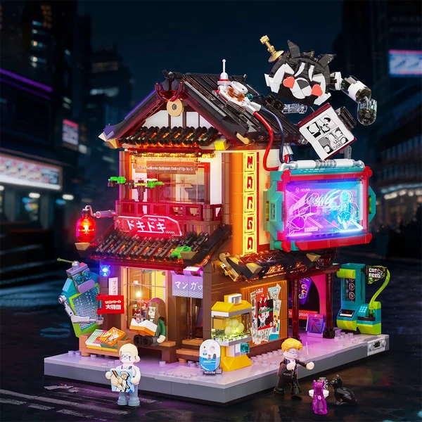 Lumibricks 17015 Cyberpunk Neoncity – Manga Shop Building Blocks with LED Lights | 1699 Pieces