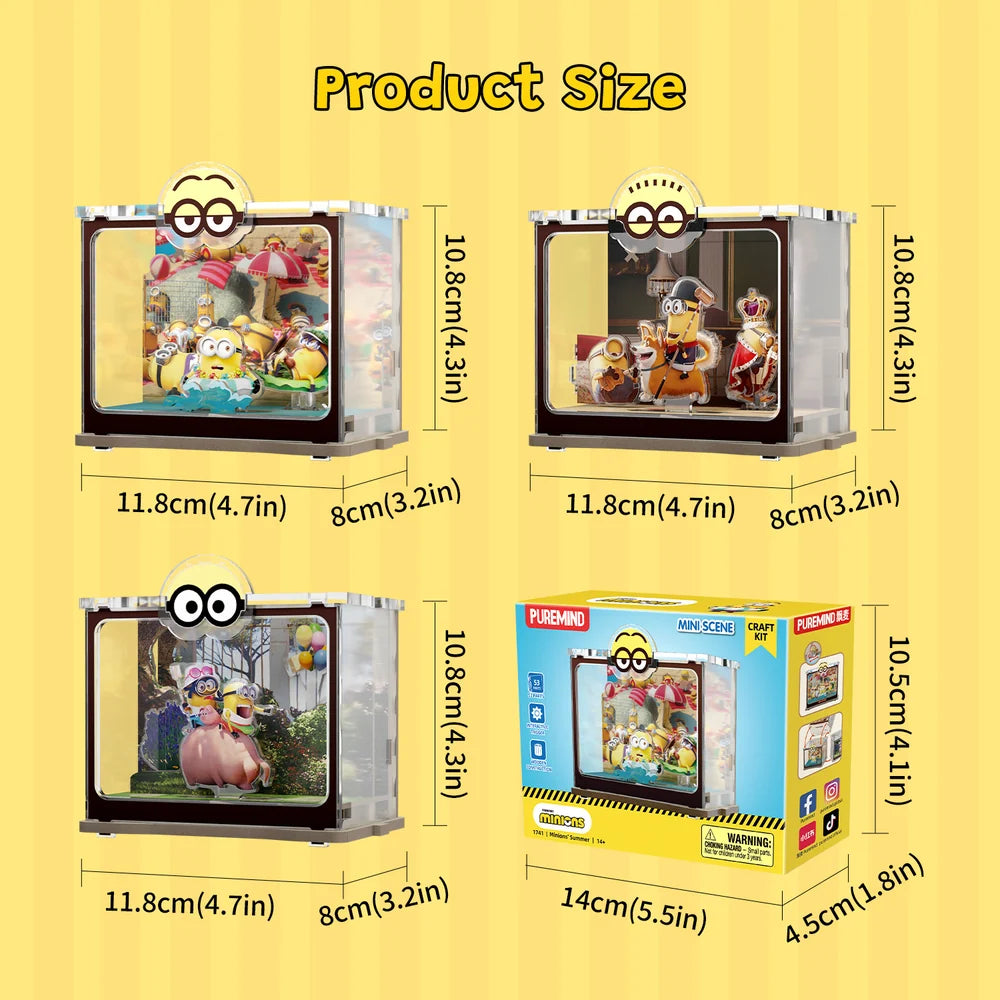 Puremind Minions Mini Scene DIY Wooden Model – PRM1741–1743