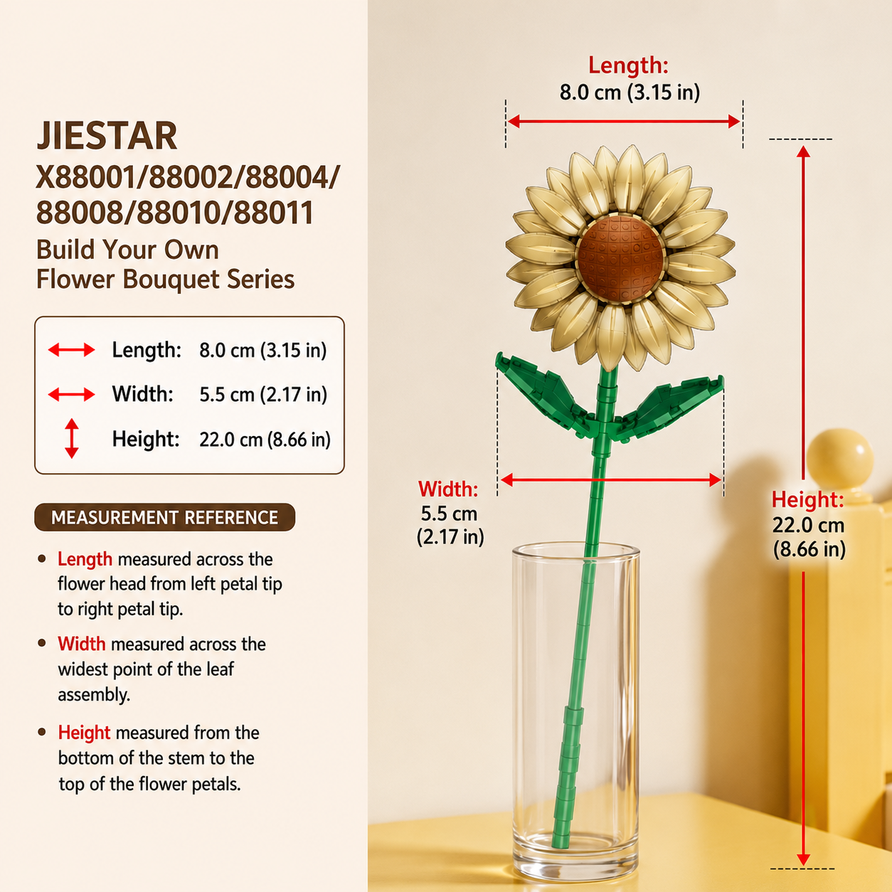 JIESTAR X88001/88002/88004/88008/88010/88011 Build Your Own Flower Bouquet Series