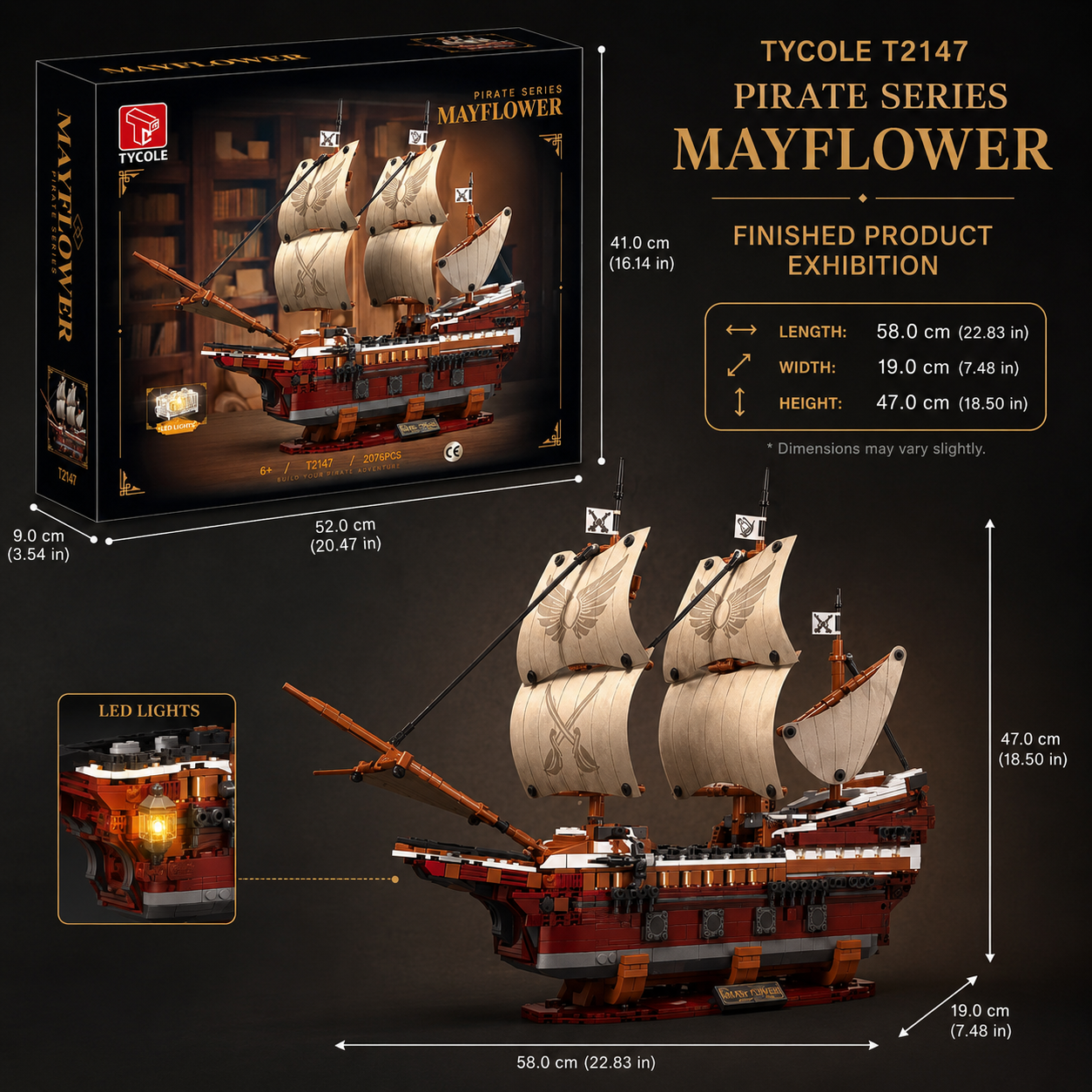 Tycole T2147 Mayflower Pirate Sailing Ship Building Set