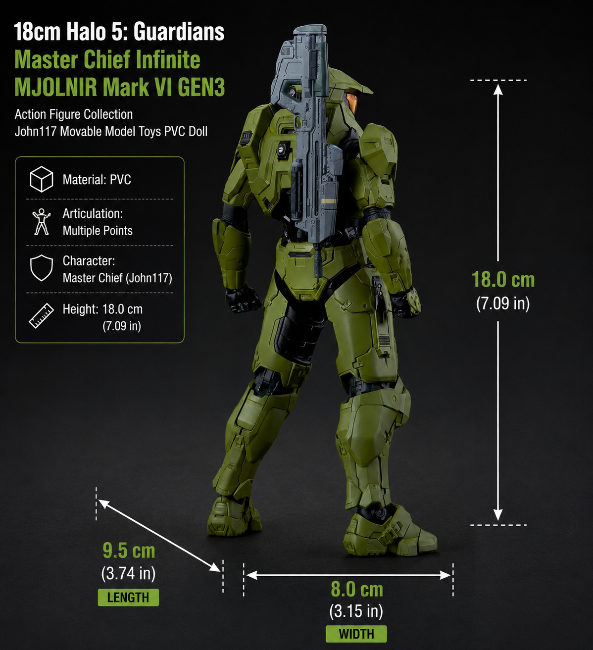 18cm Halo 5:guardians Master Chief Infinate Mjolnir Mark Vi Gen3 Action Figure Collection John117 Movable Model Toys Pvc Doll