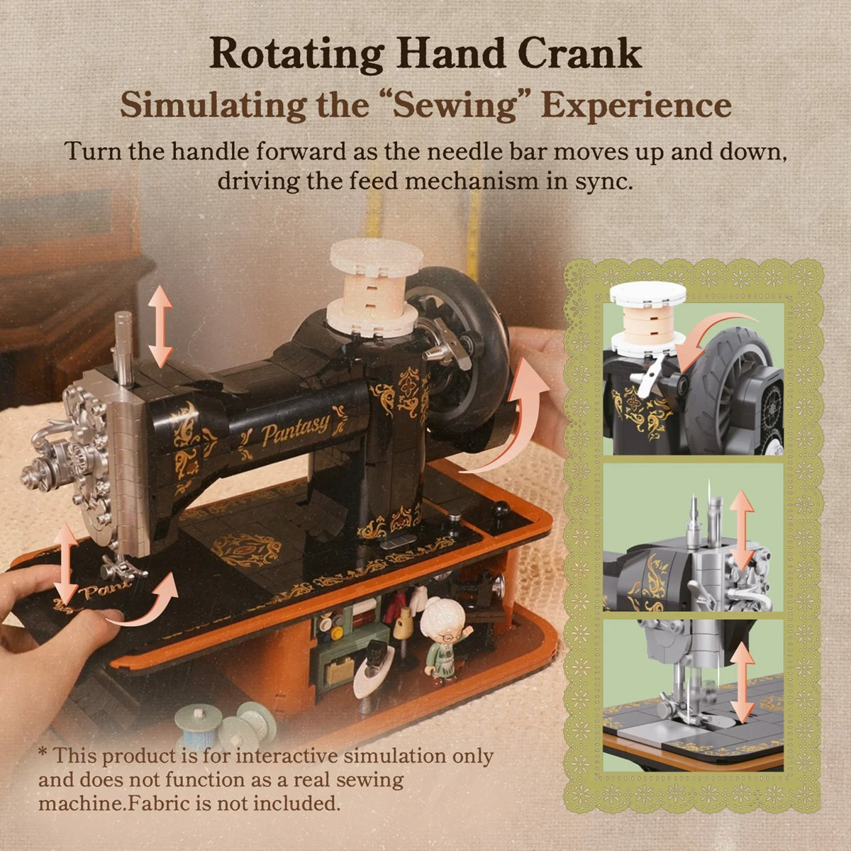 Pantasy 85028 Retro Hand Crank Sewing Machine