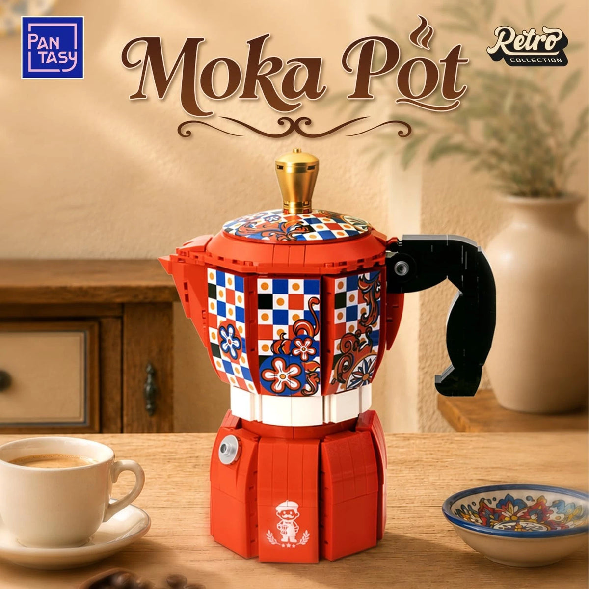 Pantasy 85058 Retro Collection – Moka Pot Building Blocks Set