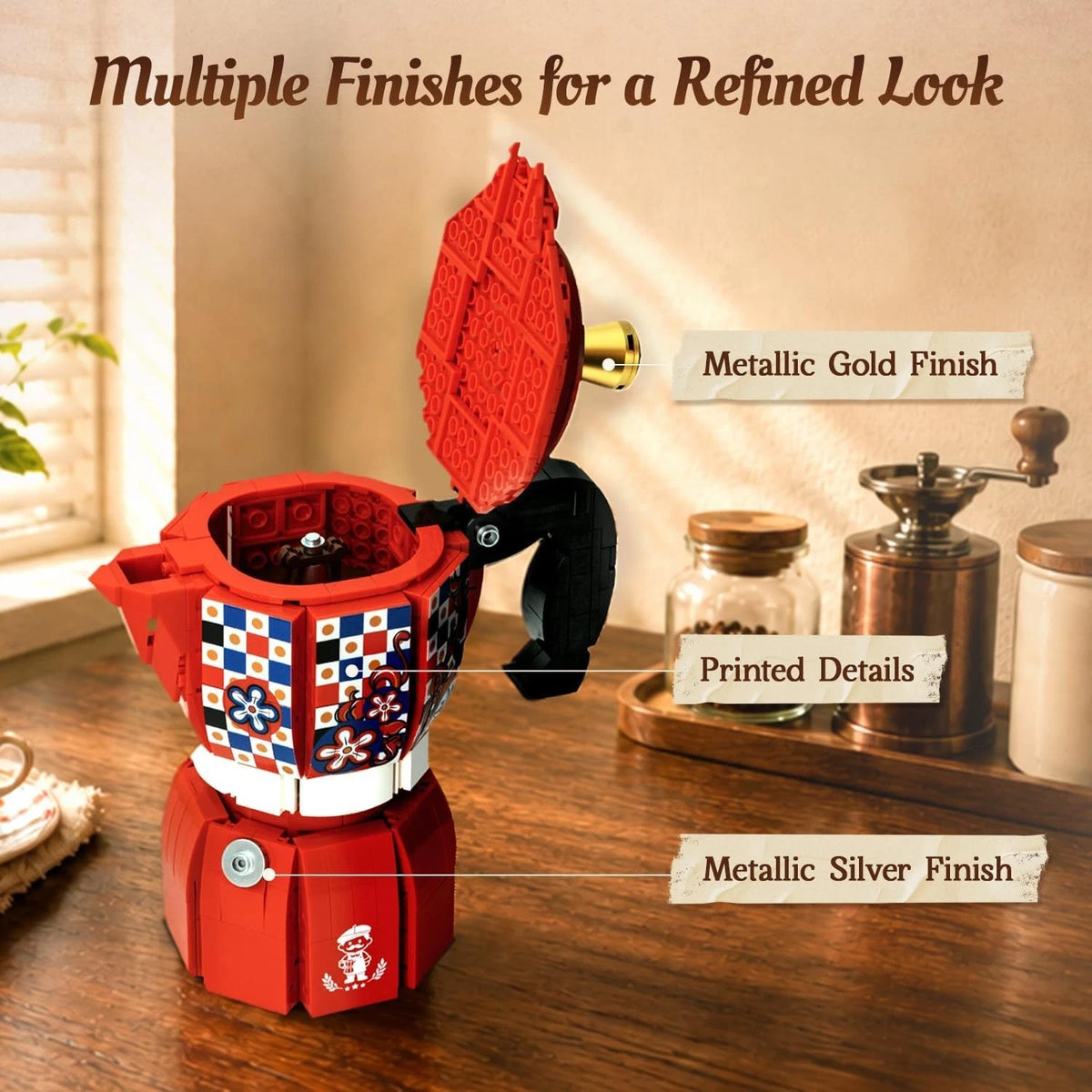 Pantasy 85058 Retro Collection – Moka Pot Building Blocks Set