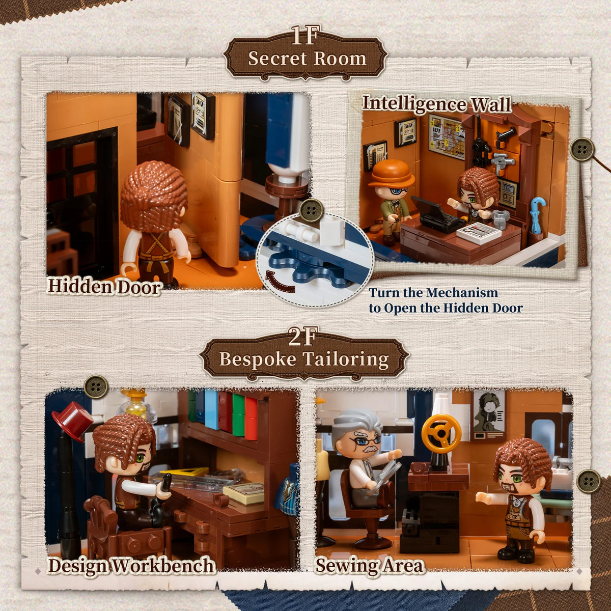 Pantasy 85061 Tailor Shop Modular Building Set – 2,831 Pieces & 4 Figures