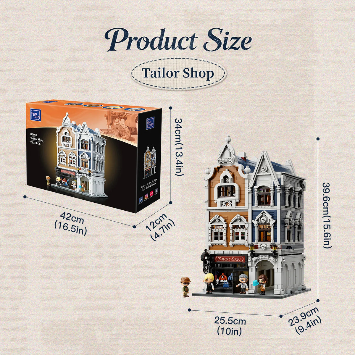Pantasy 85061 Tailor Shop Modular Building Set – 2,831 Pieces & 4 Figures