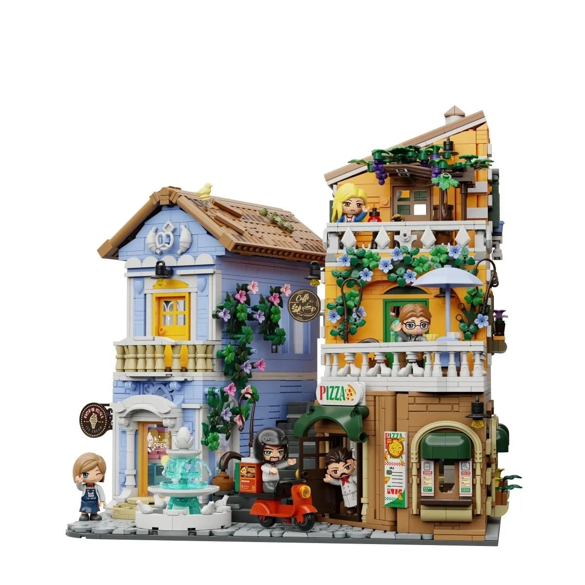 Pantasy 85062 Italian Street Corner Building Set – 2,892 Pieces & 5 Figures