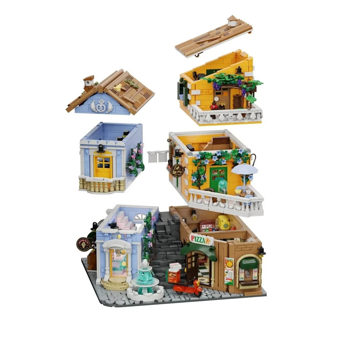 Pantasy 85062 Italian Street Corner Building Set – 2,892 Pieces & 5 Figures