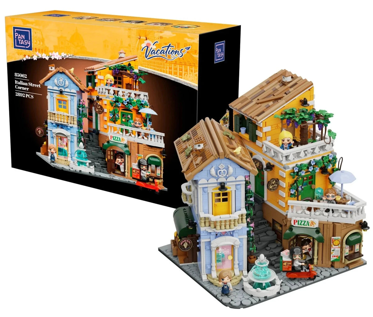 Pantasy 85062 Italian Street Corner Building Set – 2,892 Pieces & 5 Figures