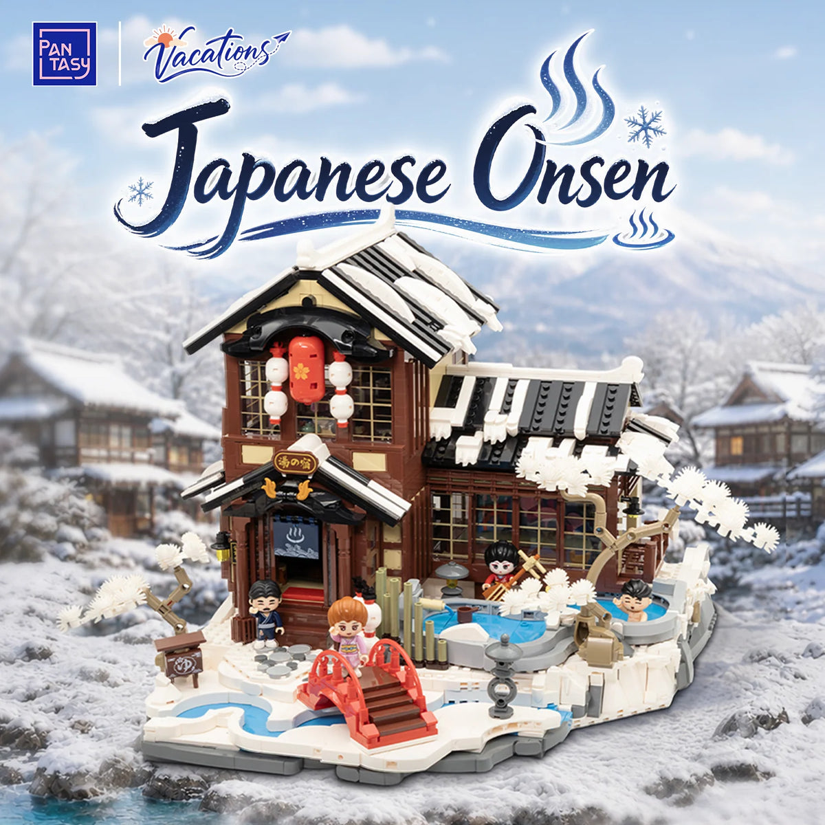 Pantasy 85063 Japanese Onsen Building Set – 2,847 Pieces & 4 Figures