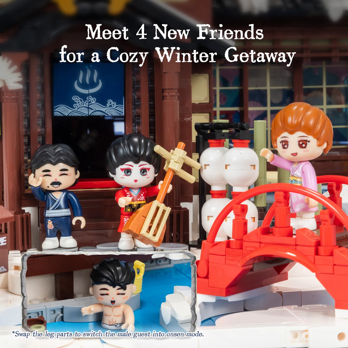 Pantasy 85063 Japanese Onsen Building Set – 2,847 Pieces & 4 Figures