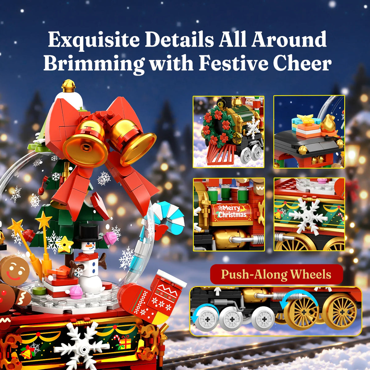 Pantasy 85076 Holiday Series – Christmas Train Building Blocks Set