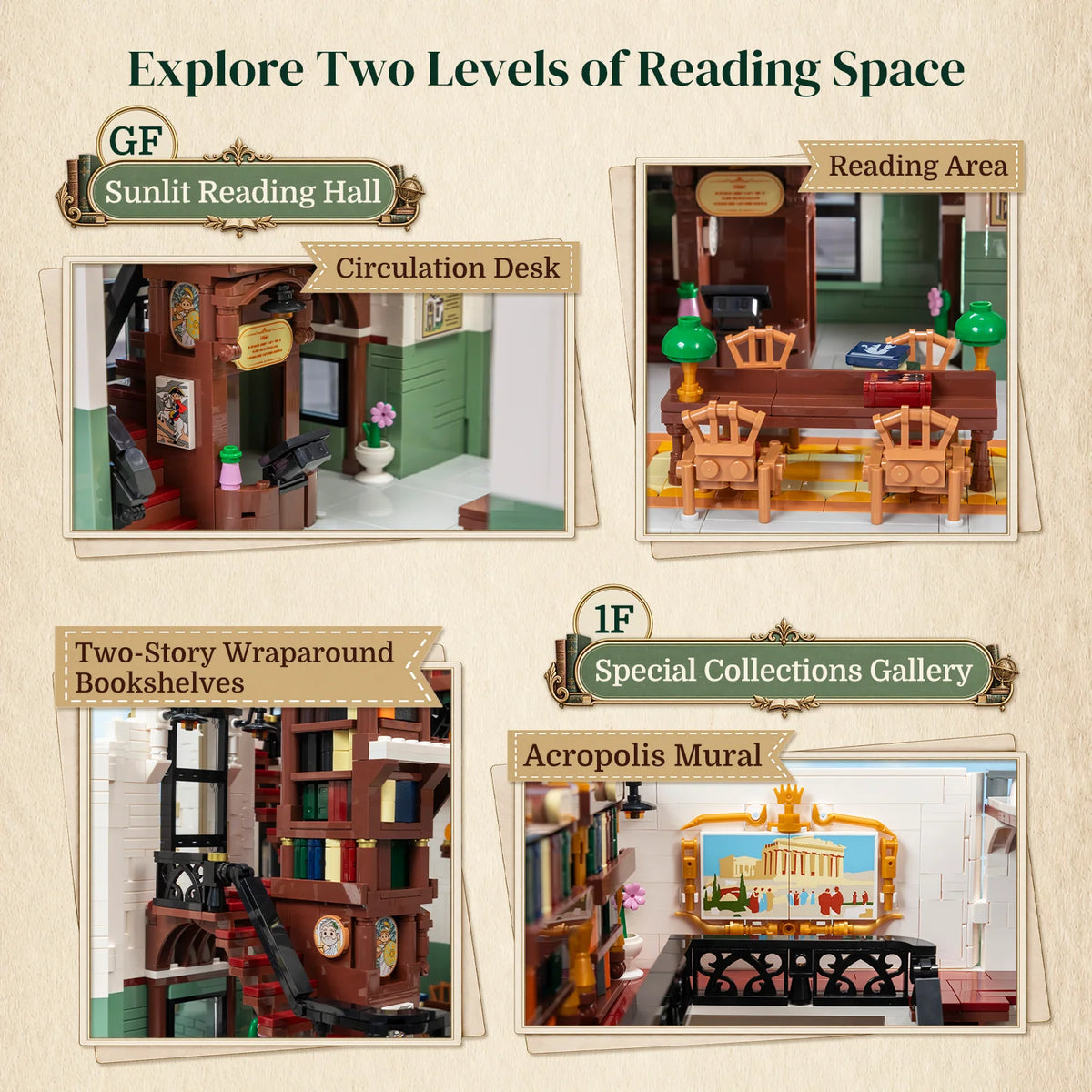 Pantasy 85077 Library Modular Building Set – 2,956 Pieces & 3 Figures