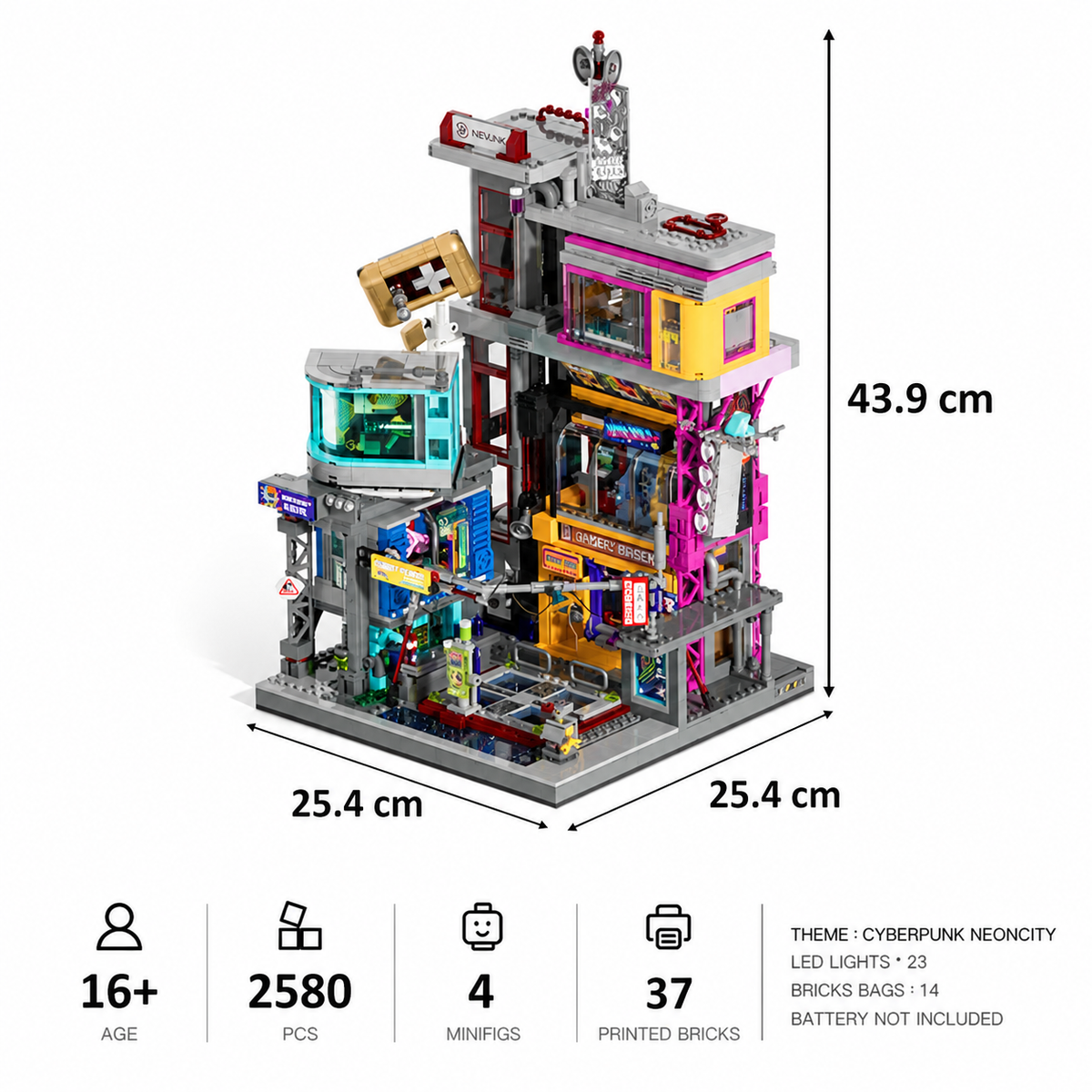 Lumibricks L9095 Cyberpunk Neoncity – Game Stack Building Blocks with LED Lights | 2580 Pieces
